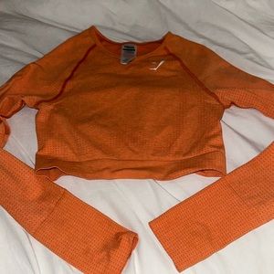 Gymshark orange crop top long sleeve size s